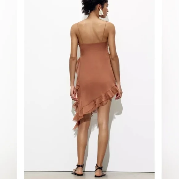 Zara Asymmetrical Dress With Ruffles - Picture 2 of 7